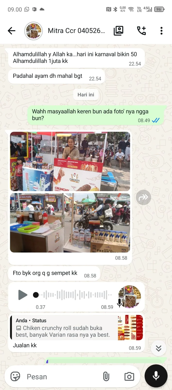 Percakapan testimoni mitra Chicken Crunchy Roll 5