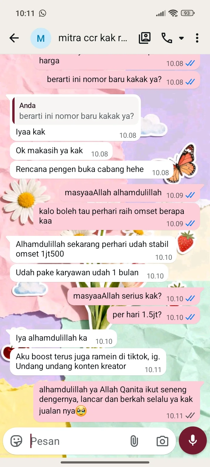 Percakapan testimoni mitra Chicken Crunchy Roll 6
